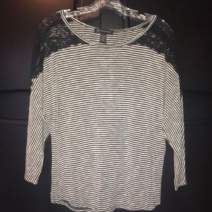 INC-Black & white striped top. Size Med.
